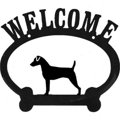 Jack Russell Meral Welcome Sign