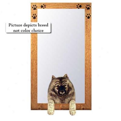 Keeshond Hall Mirror With Oak Natural Frame