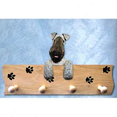 Kerry Blue Terrier Pawprint Hang Up Oak