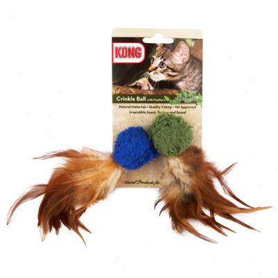 Kong Naturals Crinkle Ball With Feathers Cat Toys