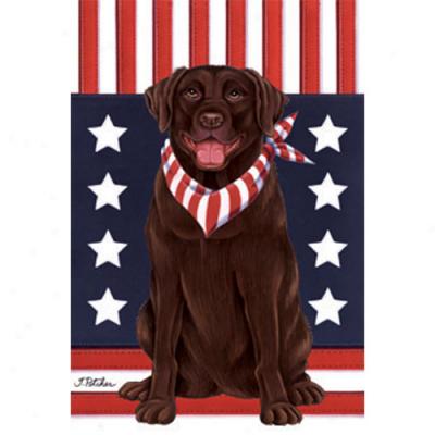 Labrador Retrlever (chocolate) Patriotic Breed Garden Flag