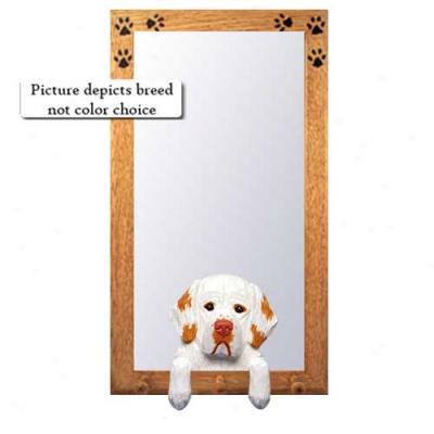 Lemon Clumber Spaniel Large room Mirror With Basswood Pine Frame