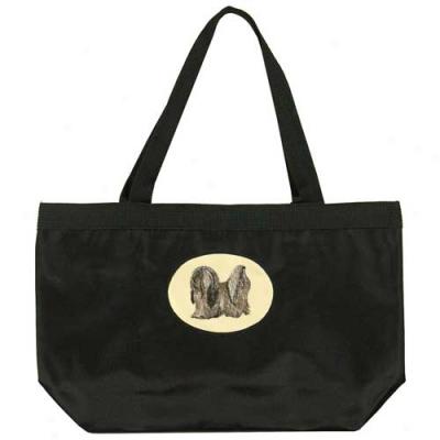 Lhasa Apso Black Tote Bag