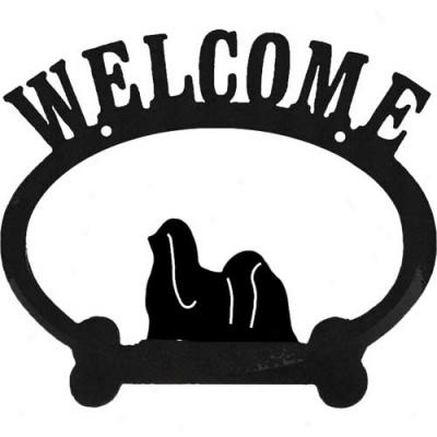 Lhasa Apso Metal Welcome Sign