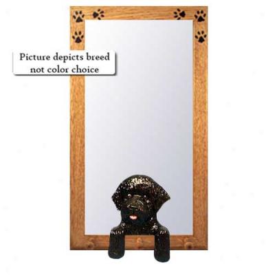 Liver Portuguese Water Dog Hall Mirror With Oak Natural Frame