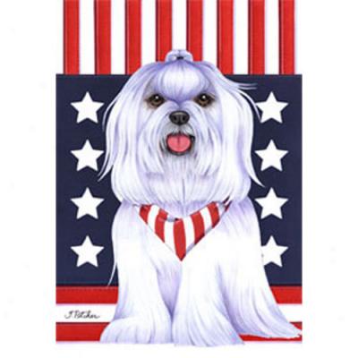 Maltese Patriotic Breed Garden Flag