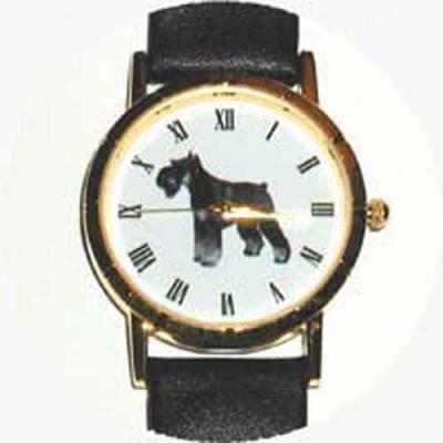 Miniature Schnauzer Watch - Big Face, Brown Leather