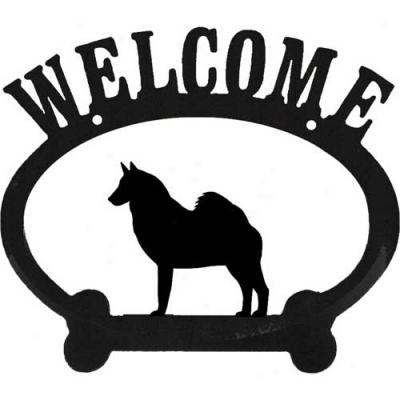 Norwegian Elkhound Metal Welcome Sign