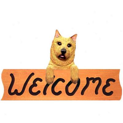 Norwicch Terrier Welcome Sign Maple