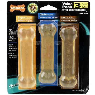 Nylabone Flexinles Triple Pack - Regular Size