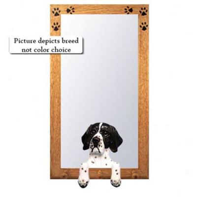 Orange And White Pointer Hall Mirror In the opinion of Basswood Walnut Frame