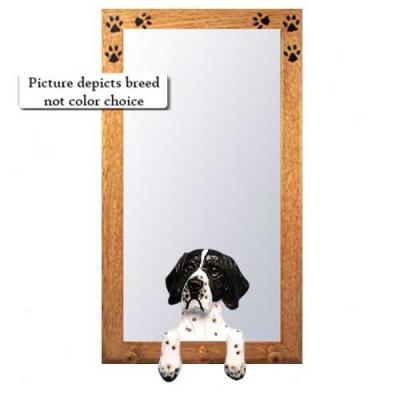 Orange And White Pointer Public room Mirror By the side of Oak Natural Frame