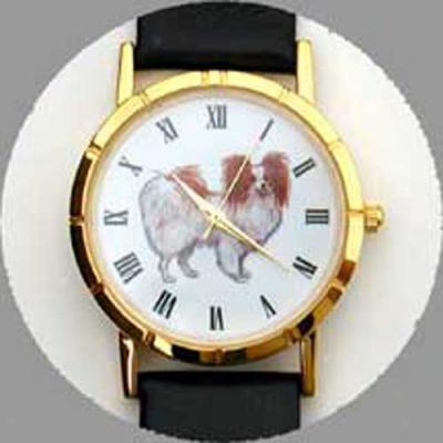 Papillon (red) Watch - Large Face, Brown Leather