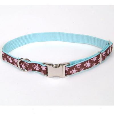 Pet Attire Adjustzble Monkey Pattern Ribbon Collar 1 Inch X 18 To 26 Inches