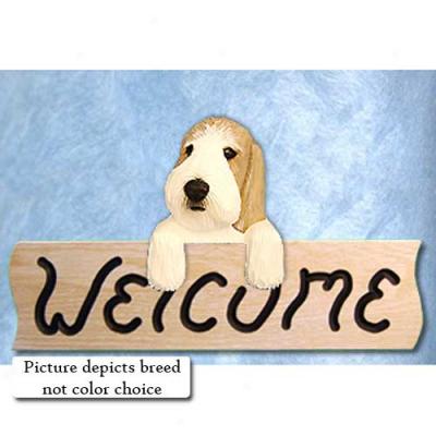 Petit Basset Griffon Vendeen Orange And White Welcome Sign Maple