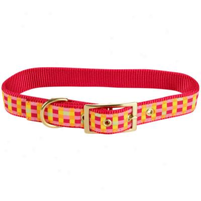 Piink Basketweave Dog Collar