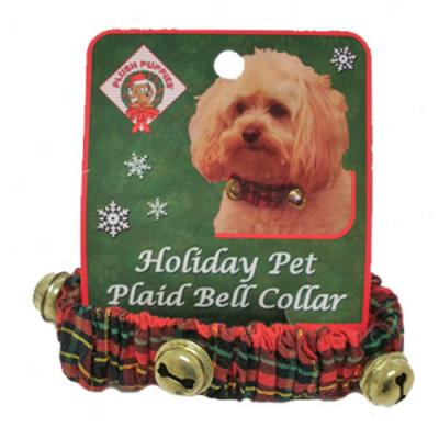 Plush Puppies Holiday Plaid Bell Collar Small