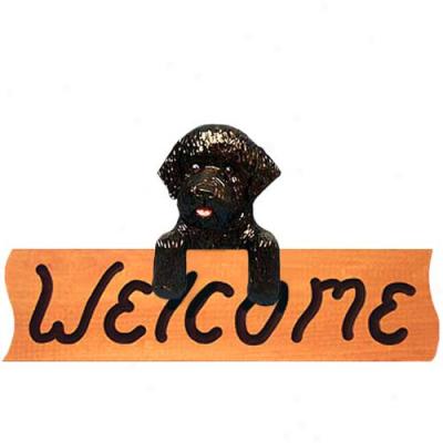 Portuguese Water Dog Black Welcome Sign Maple