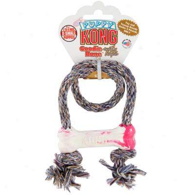 Puppy Kong Goodie Bone With Rope Dog Toy