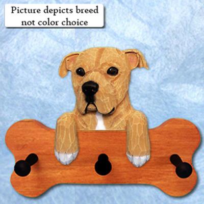 Red And White Natural American Staffordshire Terrier Bone Hang Up Maple Finish