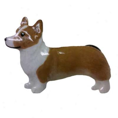 Red And White Pembrooe Welsh Corg Palm Painted Pin