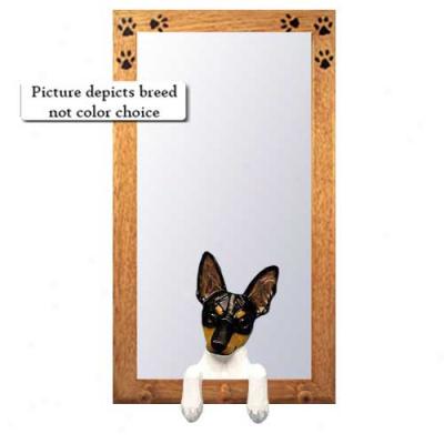 Red And White Rat Terrier Hall Mirror With Basswood Walnut Frame