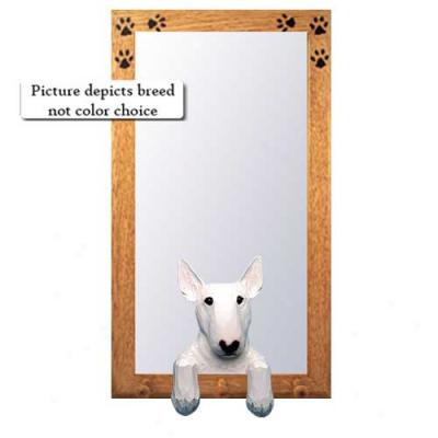 Red Bull Terrier Hall Mirror With Oak Natural Framme