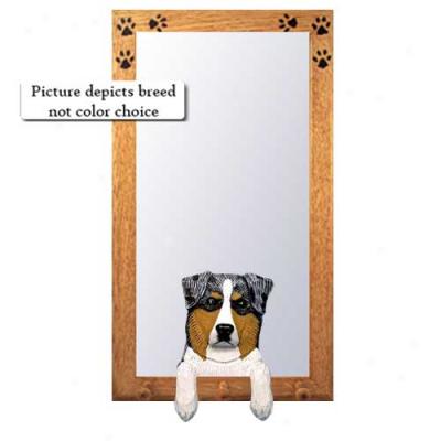 Red Merle Australian Shepherd Hall Mirror With Basswood Pine Frame