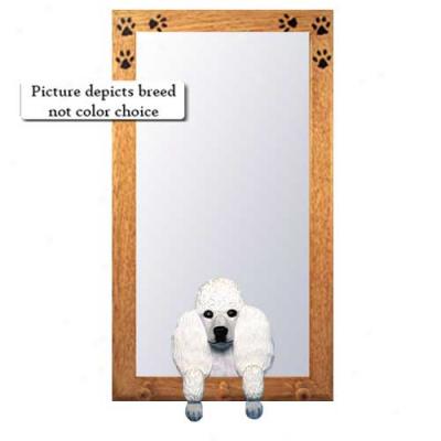 Red Poodle Hall Mirror With Basswood Walnut Frame