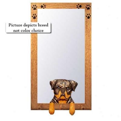 Rottweiler Hall Mirror With Basswood Pine Frame