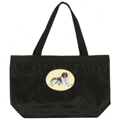 Saint Bernard Black Tote Bag