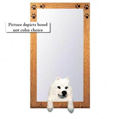 Samoyed Hall Mirror With Oak Natural Frame