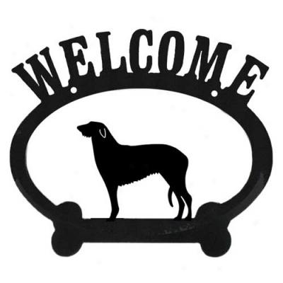 Scottish Deerhound Metal Welcome Sign