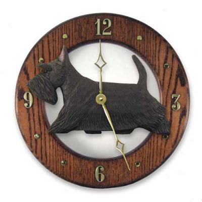 Scottish Terrier Wall Clock In Dark Oak By Michael Park