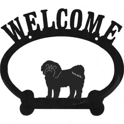 Shih Tzu Metal Welcome Sign