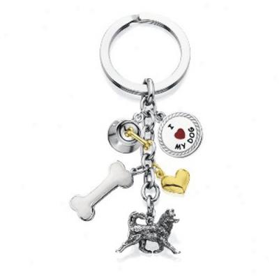 Siberian Husky - I Love My Dog Keychain