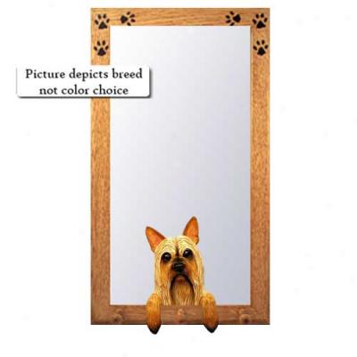 Silky Terrier Hall Mirror With Oak Golden Frame