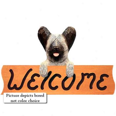 Skye Terrier Light Grey Greet Sign Maple