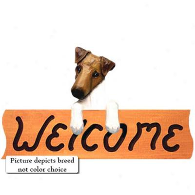 Smooth Fox Terrier Brown Welcome Sigh Maple