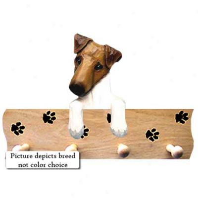 Smooth Fox Terrier Tri Pawprint Hang Up Oak