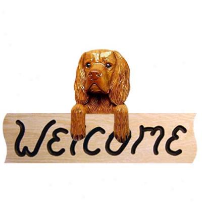 Sussex Spaniel Welcome Sign Oak