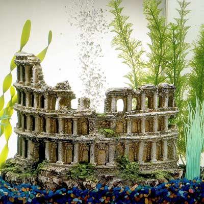 A Polyresin Coliseum Replica Adds A Historic Touch To Your Aquarium.