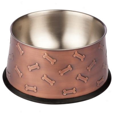 Top Paw? Aetistic Stainless Steel No-tip Antique Copper Dog Bowls