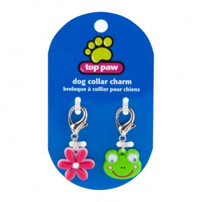 Top Paw? Frog & Flower Dog Collar Charms - 2 Pack