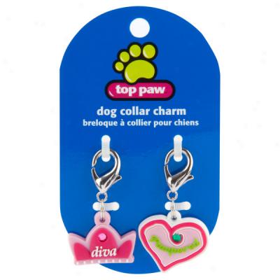 Top Paw? Heart & Crown Dog Collar Charms - 2 Pack