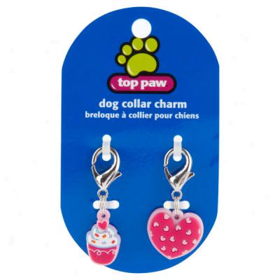 Rise to the ~ of Paw? Heart & Cupcake Dog Collar Charms - 2 Pack