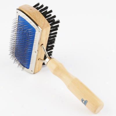 Top Paw(tm) 2-in-1 Square Comination Brush With Wooden Handle