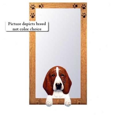 Tri Basset Hound Hall Mirror Through  Basswood Pine Frame