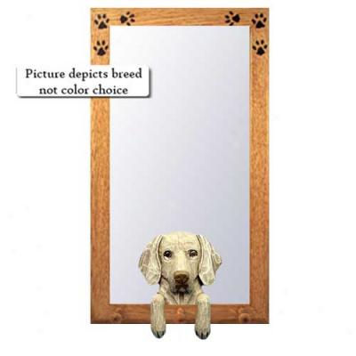 Weimaraner Hall Mirror With Basswood Walnut Frame