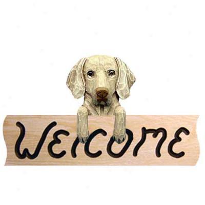 Weimaraner Welcome Sign Oak